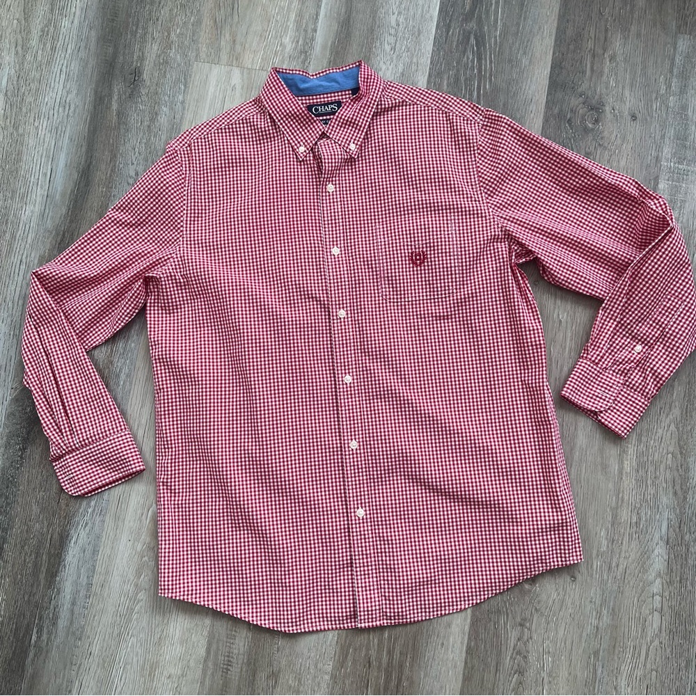 Chaps Easy Care Checked Button Down Long Sleeve S… - image 1